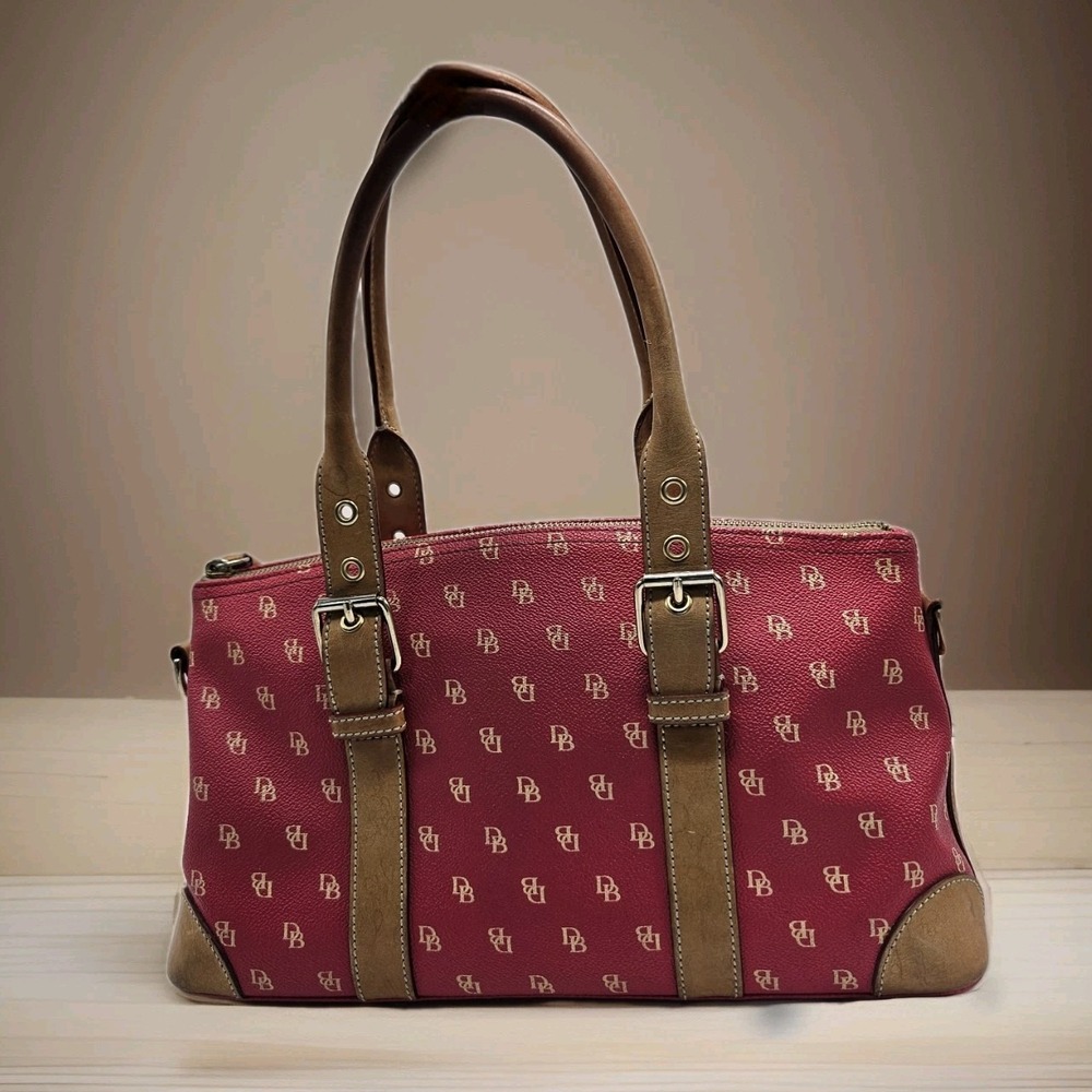 Dooney & Bourke Pink Monogram Logo Domed‎ Satchel Handbag Double Handle Purse